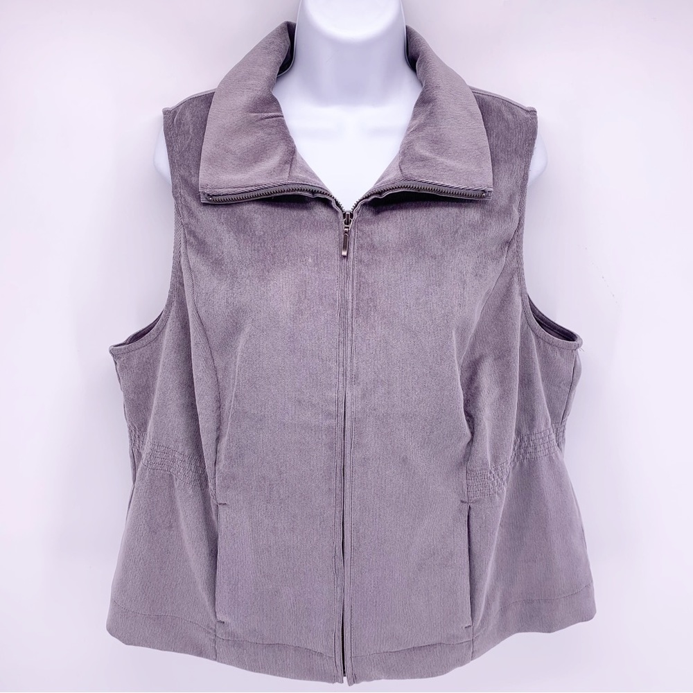 NEW Cj Banks Gray Ribbed Corduroy Vest Size X (14)